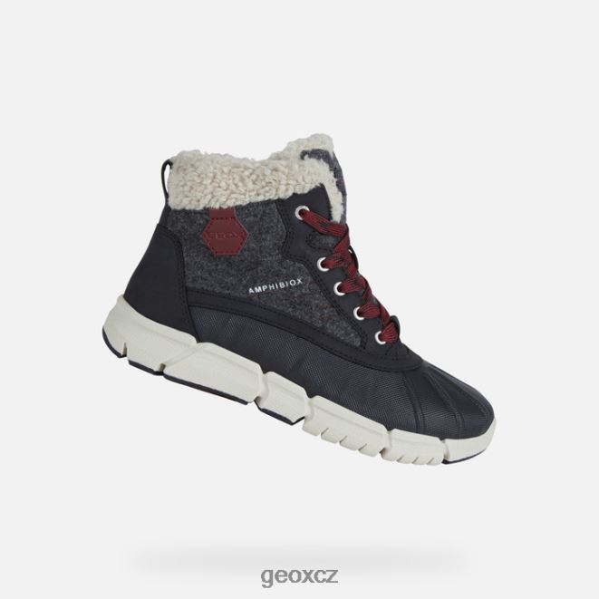 flexyper abx chlapec 4NH061990 tmavě šedá/bordó Geox