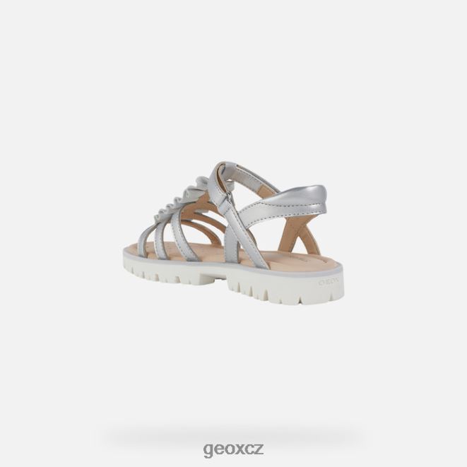 sandál starblush dívka 4NH061937 stříbrný Geox