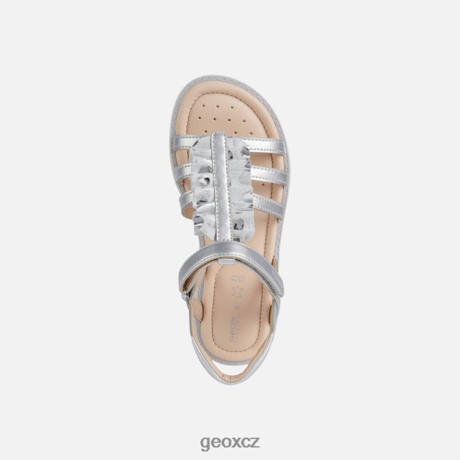 sandál starblush dívka 4NH061937 stříbrný Geox