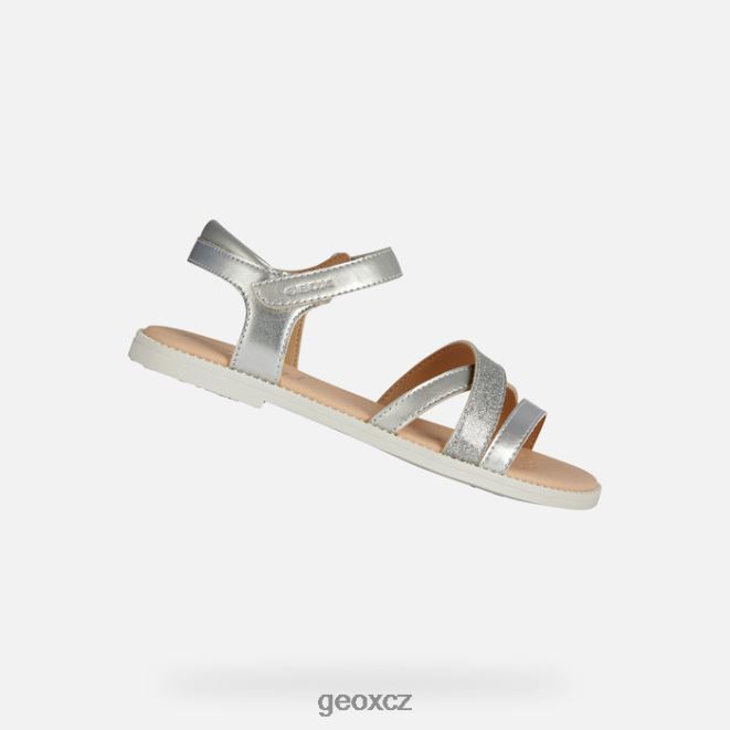 sandálová karly dívka 4NH061904 stříbrný Geox