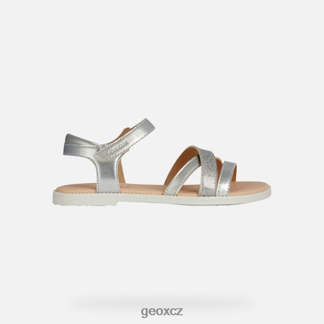 sandálová karly dívka 4NH061904 stříbrný Geox