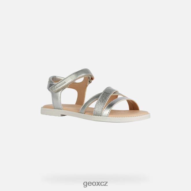 sandálová karly dívka 4NH061904 stříbrný Geox