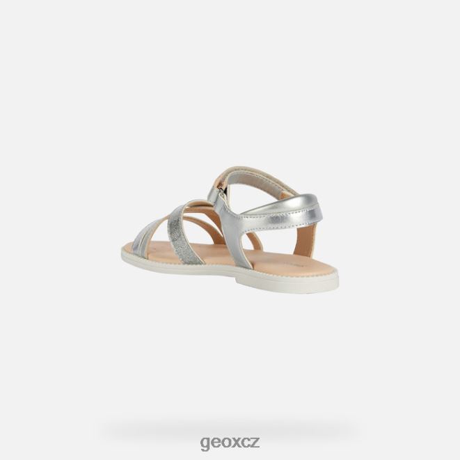 sandálová karly dívka 4NH061904 stříbrný Geox