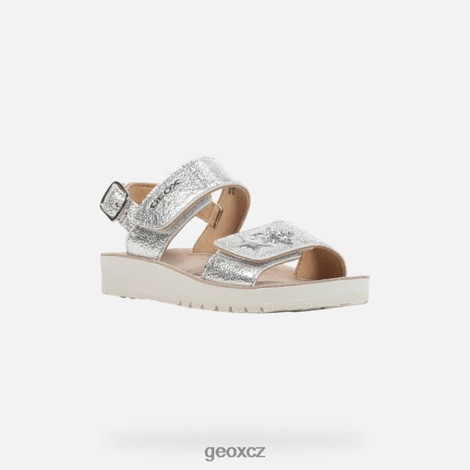 sandály costarei dívka 4NH061192 stříbrný Geox