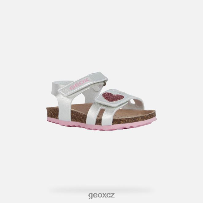 sandál chalki batole 4NH061550 stříbrná/růžová Geox